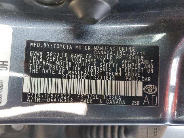 Photo 12 VIN: 2T1BURHE1FC231649 - TOYOTA COROLLA L 