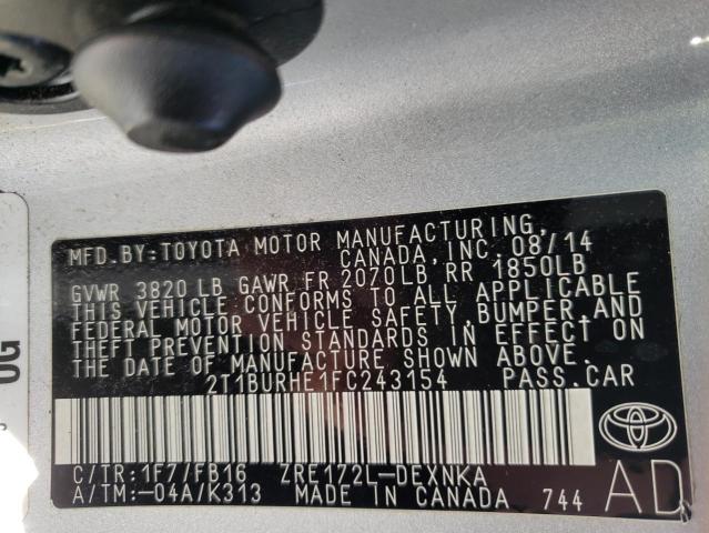 Photo 9 VIN: 2T1BURHE1FC243154 - TOYOTA COROLLA L 