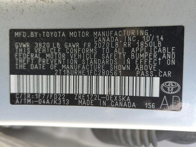 Photo 9 VIN: 2T1BURHE1FC280561 - TOYOTA COROLLA L 