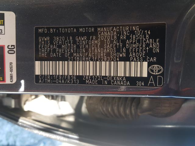 Photo 9 VIN: 2T1BURHE1FC283704 - TOYOTA COROLLA L 