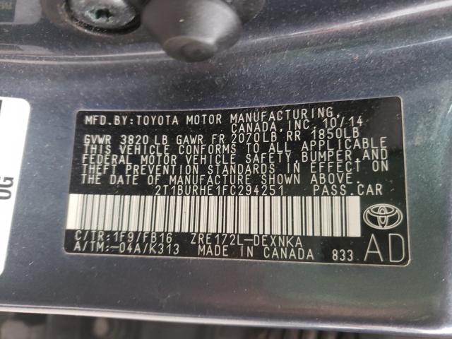 Photo 9 VIN: 2T1BURHE1FC294251 - TOYOTA COROLLA L 