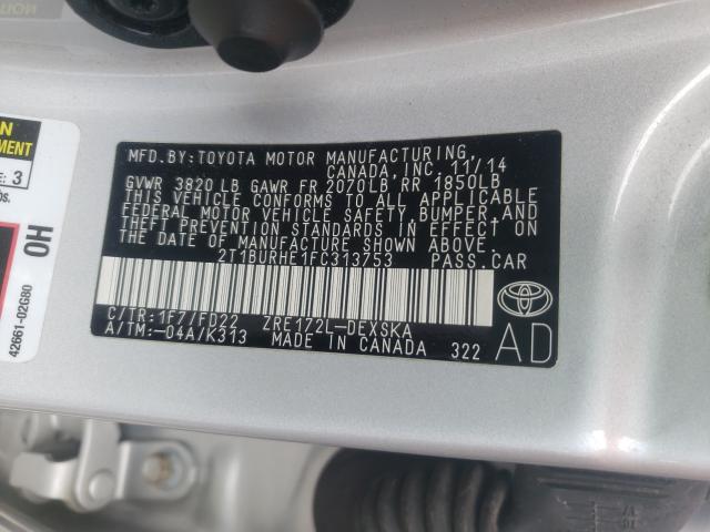 Photo 9 VIN: 2T1BURHE1FC313753 - TOYOTA COROLLA L 