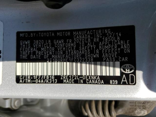 Photo 12 VIN: 2T1BURHE1FC322338 - TOYOTA COROLLA L 