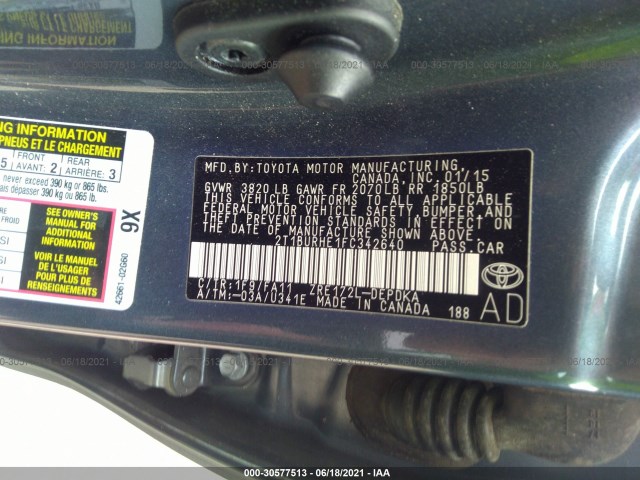 Photo 8 VIN: 2T1BURHE1FC342640 - TOYOTA COROLLA 