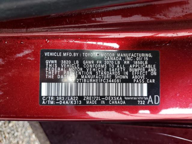 Photo 11 VIN: 2T1BURHE1FC344081 - TOYOTA COROLLA L 