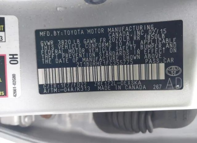 Photo 8 VIN: 2T1BURHE1FC355775 - TOYOTA COROLLA 