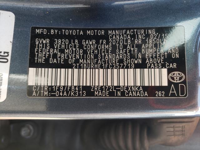 Photo 9 VIN: 2T1BURHE1FC357719 - TOYOTA COROLLA L 