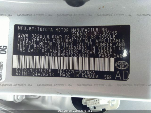 Photo 8 VIN: 2T1BURHE1FC360040 - TOYOTA COROLLA 