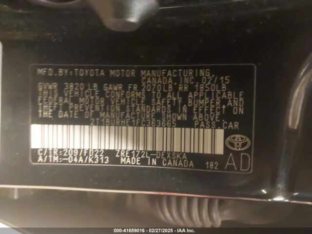 Photo 8 VIN: 2T1BURHE1FC363665 - TOYOTA COROLLA 