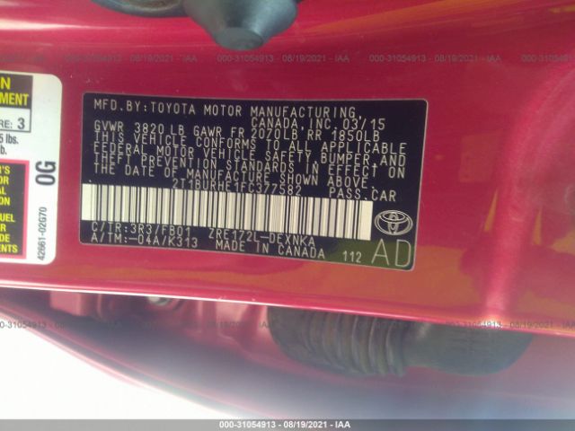 Photo 8 VIN: 2T1BURHE1FC377582 - TOYOTA COROLLA 