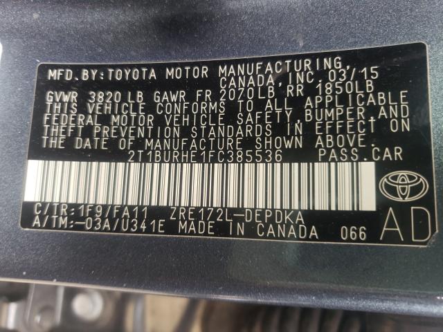 Photo 9 VIN: 2T1BURHE1FC385536 - TOYOTA COROLLA L 