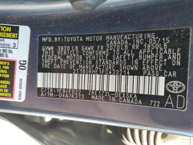 Photo 11 VIN: 2T1BURHE1FC433214 - TOYOTA COROLLA 