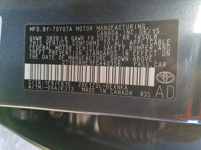 Photo 9 VIN: 2T1BURHE1FC440356 - TOYOTA COROLLA L 