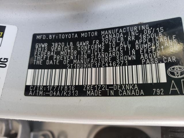 Photo 9 VIN: 2T1BURHE1FC446271 - TOYOTA COROLLA L 