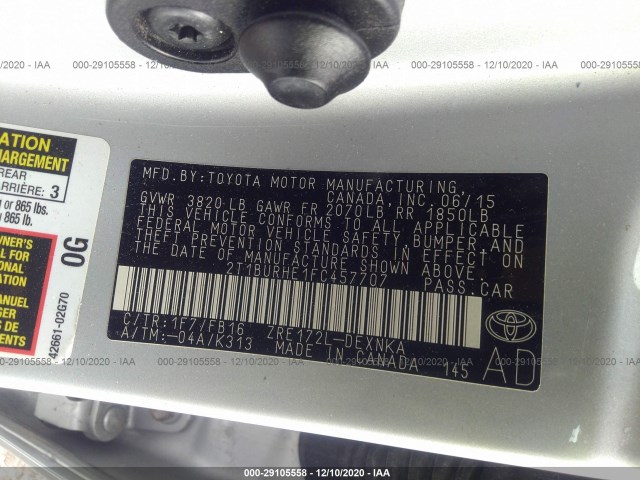 Photo 8 VIN: 2T1BURHE1FC457707 - TOYOTA COROLLA 