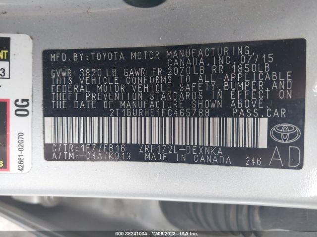 Photo 8 VIN: 2T1BURHE1FC465788 - TOYOTA COROLLA 