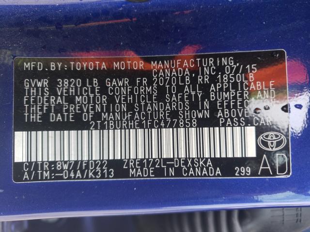 Photo 9 VIN: 2T1BURHE1FC477858 - TOYOTA COROLLA L 