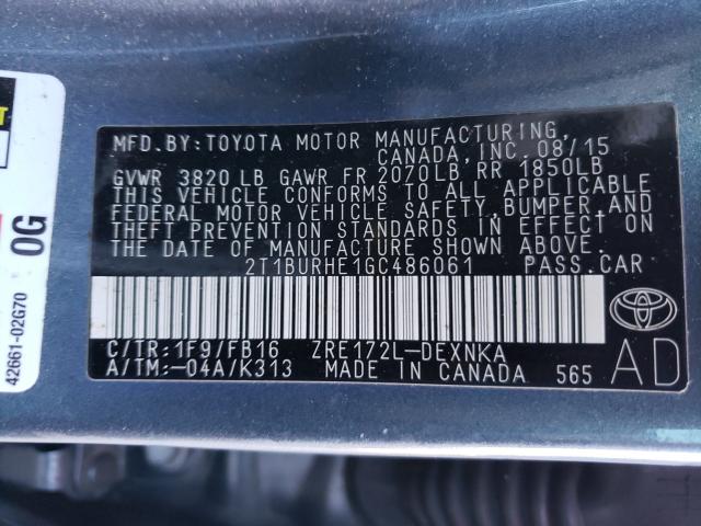 Photo 9 VIN: 2T1BURHE1GC486061 - TOYOTA COROLLA L 