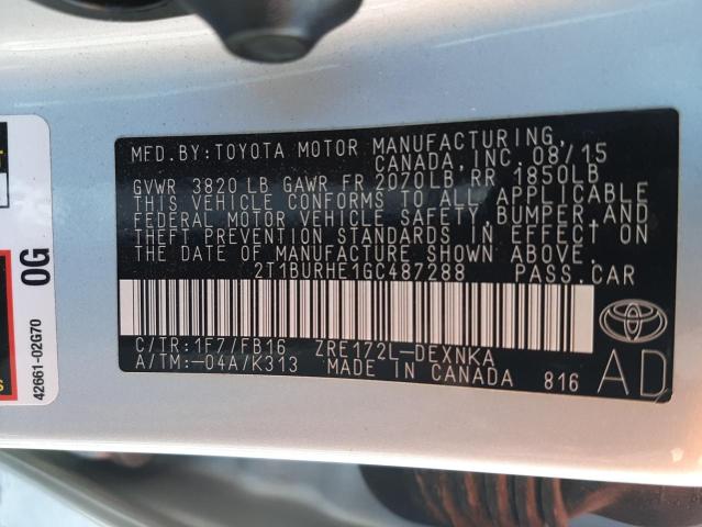 Photo 12 VIN: 2T1BURHE1GC487288 - TOYOTA COROLLA L 