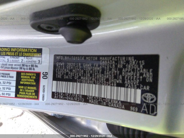 Photo 8 VIN: 2T1BURHE1GC502548 - TOYOTA COROLLA 