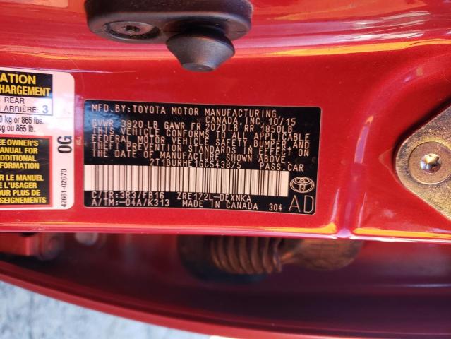 Photo 11 VIN: 2T1BURHE1GC543875 - TOYOTA COROLLA L 