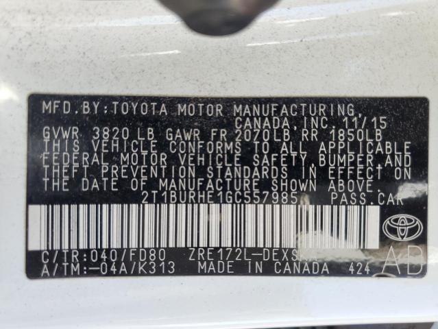 Photo 11 VIN: 2T1BURHE1GC557985 - TOYOTA COROLLA L 