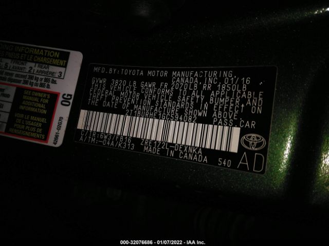 Photo 8 VIN: 2T1BURHE1GC594082 - TOYOTA COROLLA 