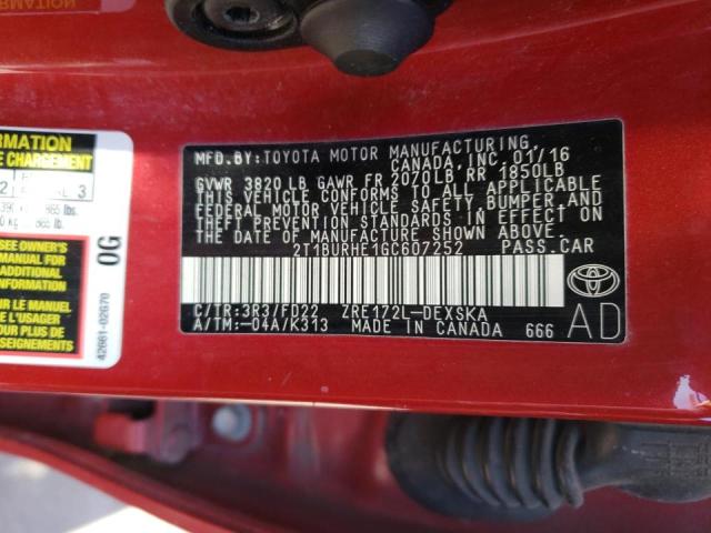 Photo 9 VIN: 2T1BURHE1GC607252 - TOYOTA COROLLA L 