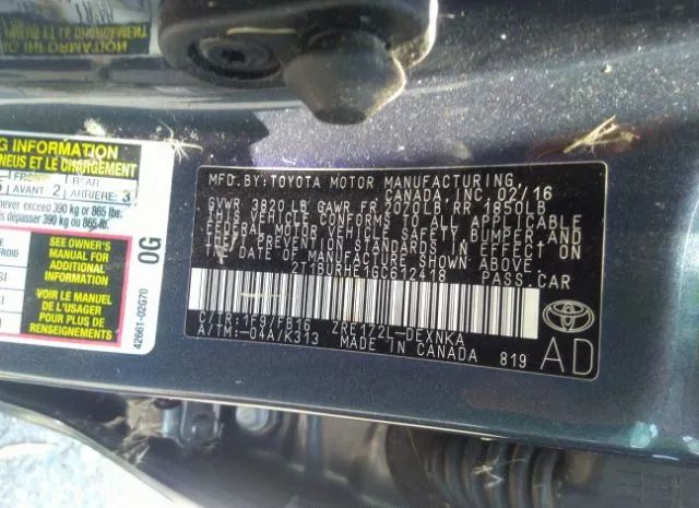 Photo 8 VIN: 2T1BURHE1GC612418 - TOYOTA COROLLA 