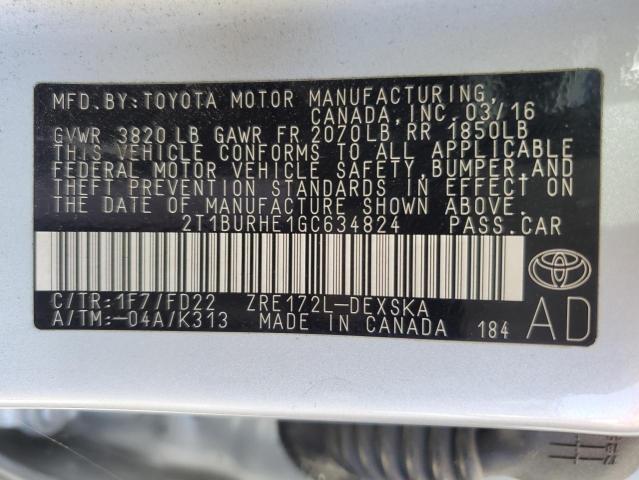 Photo 11 VIN: 2T1BURHE1GC634824 - TOYOTA COROLLA 