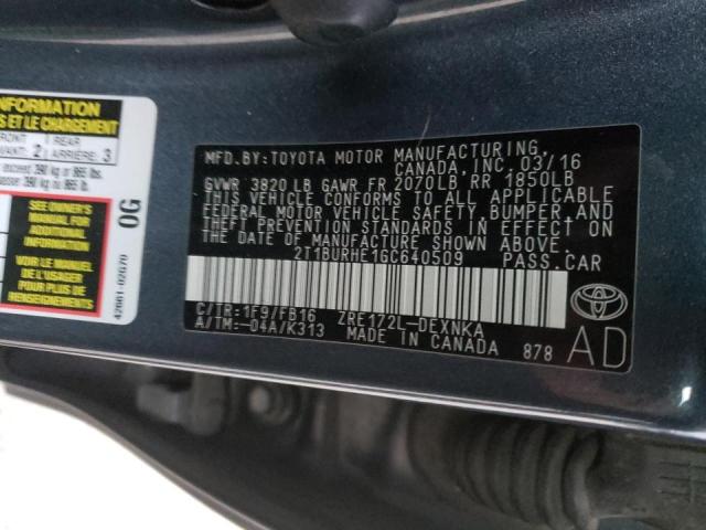 Photo 9 VIN: 2T1BURHE1GC640509 - TOYOTA COROLLA L 