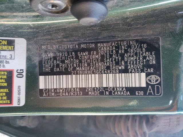 Photo 11 VIN: 2T1BURHE1GC648268 - TOYOTA COROLLA 