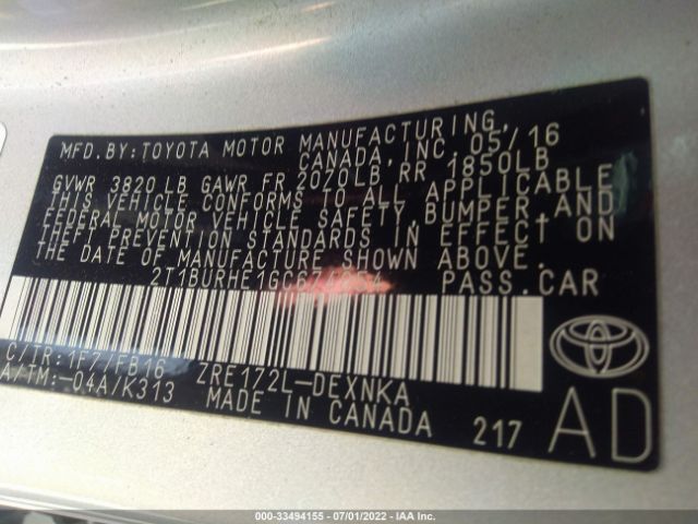 Photo 8 VIN: 2T1BURHE1GC674854 - TOYOTA COROLLA 