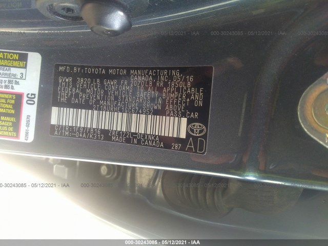 Photo 8 VIN: 2T1BURHE1GC674952 - TOYOTA COROLLA 