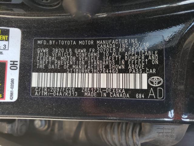 Photo 9 VIN: 2T1BURHE1HC764460 - TOYOTA COROLLA L 