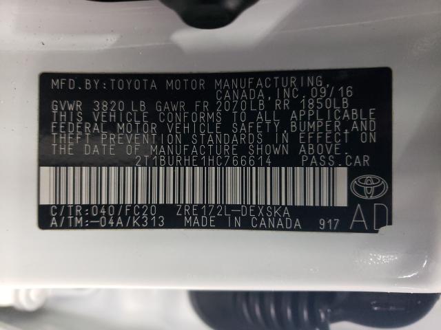 Photo 9 VIN: 2T1BURHE1HC766614 - TOYOTA COROLLA L 