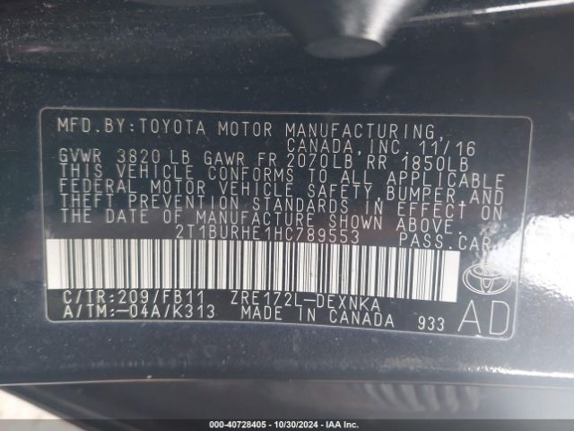 Photo 8 VIN: 2T1BURHE1HC789553 - TOYOTA COROLLA 