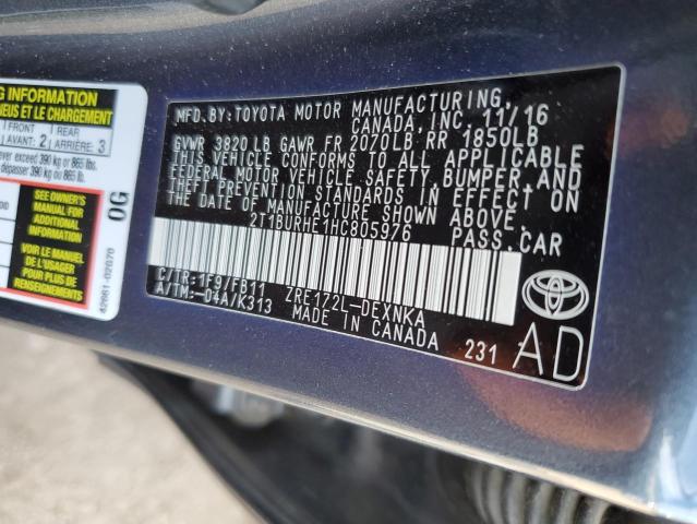 Photo 12 VIN: 2T1BURHE1HC805976 - TOYOTA COROLLA L 