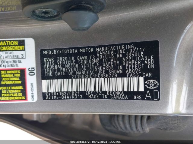 Photo 8 VIN: 2T1BURHE1HC856779 - TOYOTA COROLLA 