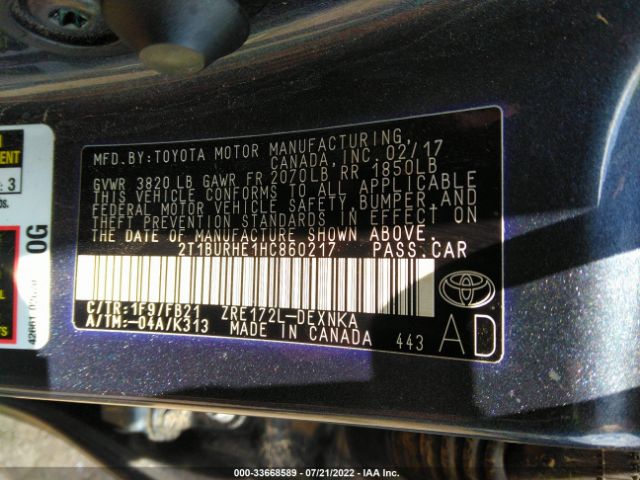 Photo 8 VIN: 2T1BURHE1HC860217 - TOYOTA COROLLA 