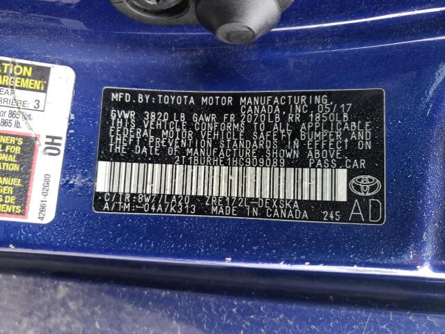 Photo 9 VIN: 2T1BURHE1HC909089 - TOYOTA COROLLA L 