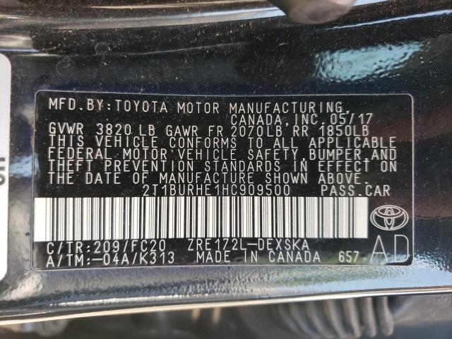 Photo 9 VIN: 2T1BURHE1HC909500 - TOYOTA COROLLA L 