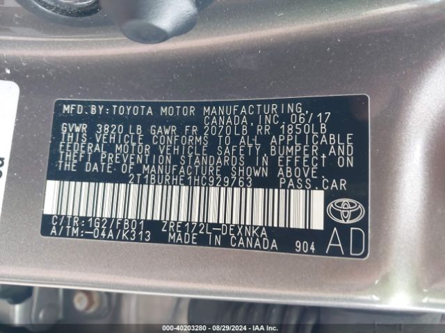 Photo 8 VIN: 2T1BURHE1HC929763 - TOYOTA COROLLA 