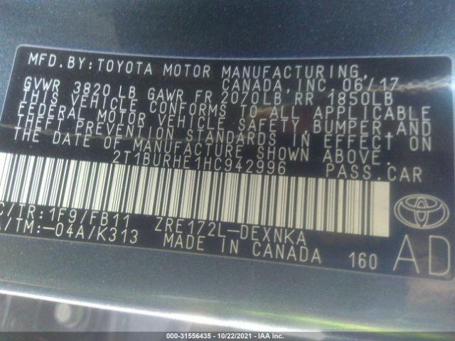 Photo 8 VIN: 2T1BURHE1HC942996 - TOYOTA COROLLA 