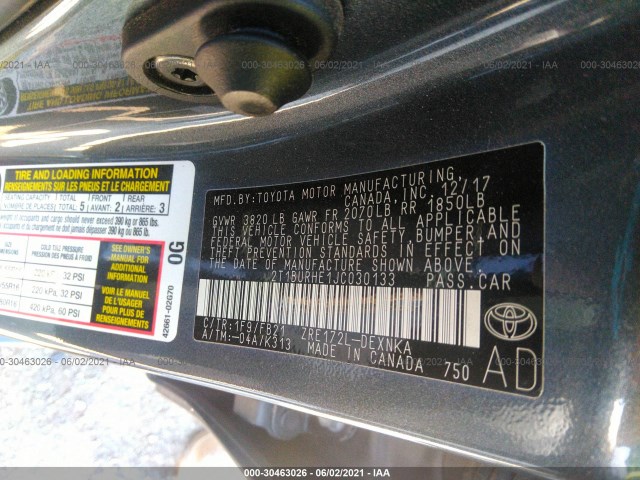 Photo 8 VIN: 2T1BURHE1JC030133 - TOYOTA COROLLA 