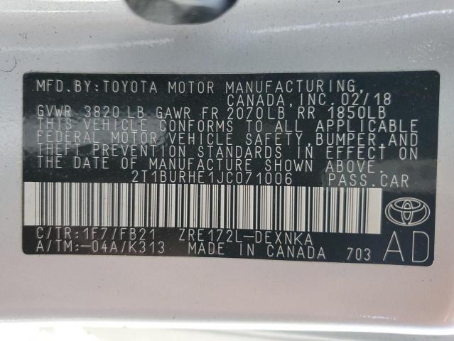 Photo 11 VIN: 2T1BURHE1JC071006 - TOYOTA COROLLA L 