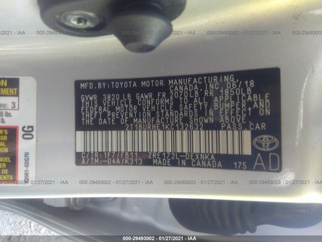 Photo 8 VIN: 2T1BURHE1KC132632 - TOYOTA COROLLA 