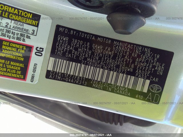 Photo 8 VIN: 2T1BURHE1KC132873 - TOYOTA COROLLA 