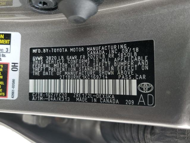 Photo 12 VIN: 2T1BURHE1KC169714 - TOYOTA COROLLA L 