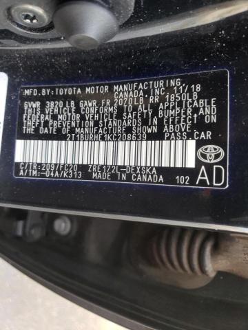 Photo 9 VIN: 2T1BURHE1KC208639 - TOYOTA COROLLA L 